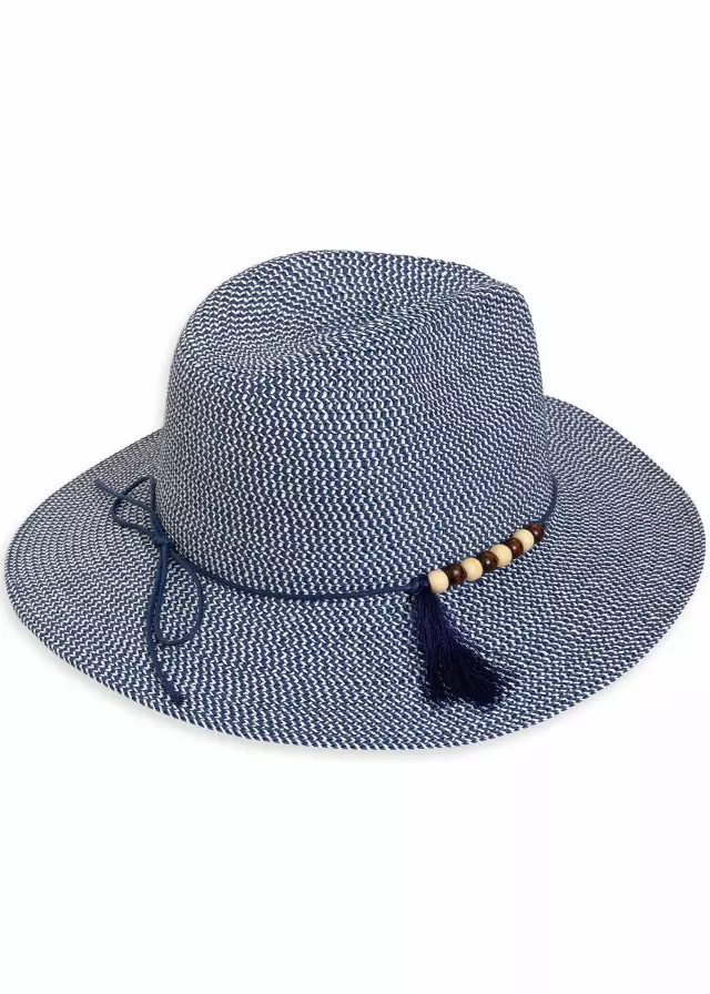 Magid Straw Panama Hat — Navy