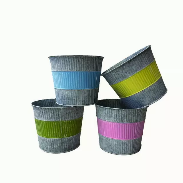 MTL4001ASST 7 X 6 Deep Pastel Strip Tin Pot- “each” – W/L-Min 12 -Case pk 72
