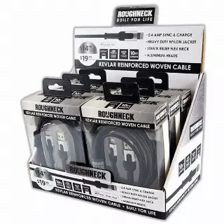 Charging Cable Roughneck Assortment 10FT 2.4 Amp - 6 Pieces Per Retail Ready Display 88296
