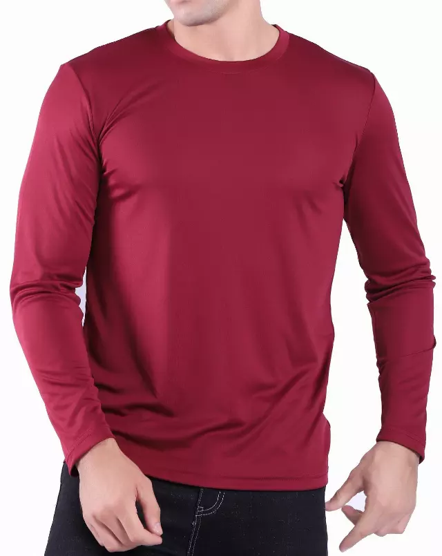 Men's Crew Neck Long Sleeve Shirt- Style #MS904- $5.90/Unit MINIMUM 24 PCS - PLEASE SEE DESCRIPTION - S-2XL — Burgundy