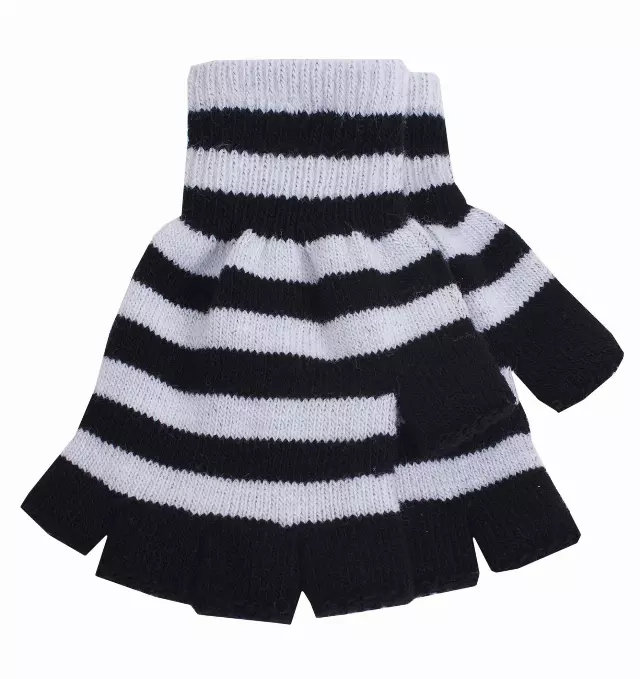 Magid Striped Fingerless Gloves — WHITE/BLACK