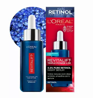 L’Oreal Paris Revitalift Triple Power LZR Retinol Night Serum For Face, With 0.3% Pure Retinol, Moisturizes Skin and Eliminates Deep Wrinkles, For All Skin Types, 30ml