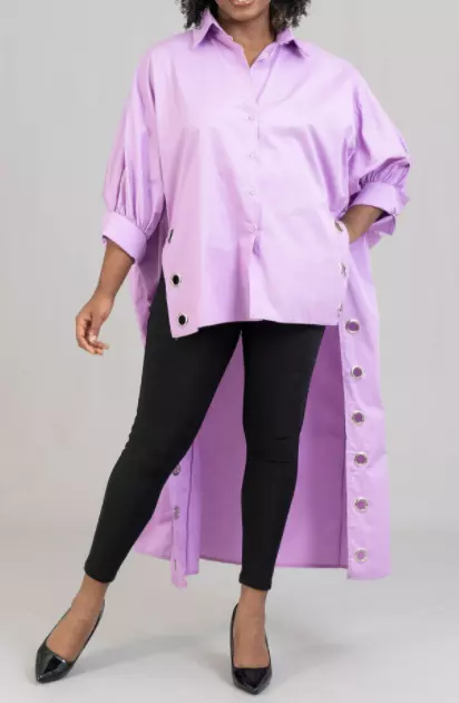 CHH21029 Grommet High-low Tunic - One Size (6-PCS PRE-PACK- 6 Assorted Colors) ($25 Each)