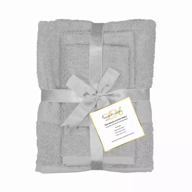 8-Piece: 100% Cotton Bath Towel Set — Silver