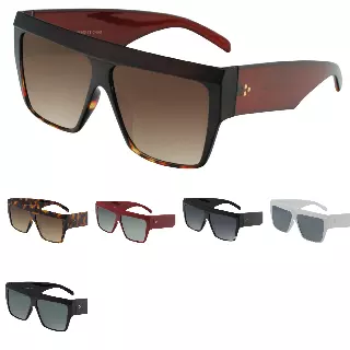 Thick Frame Square Flat-Top Sunglasses with Triple Dot Detail SK10633