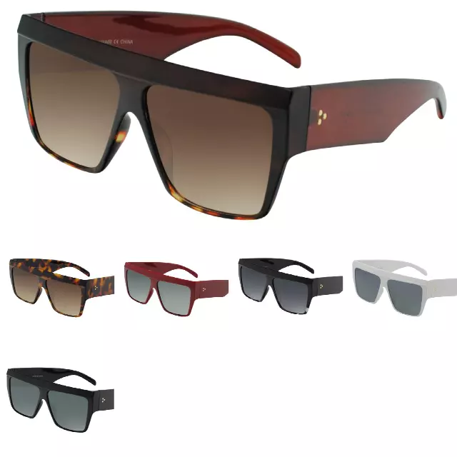 Thick Frame Square Flat-Top Sunglasses with Triple Dot Detail SK10633