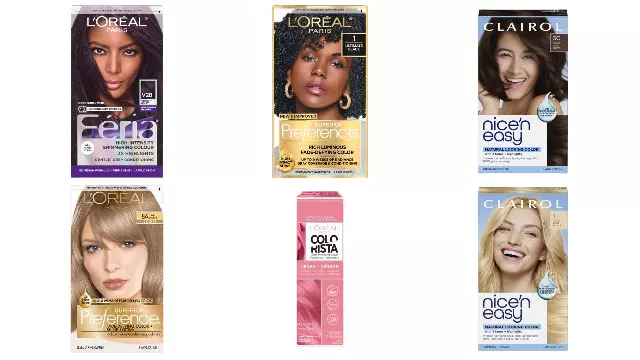 Clairol & L'Oreal Paris hair dye lot · 100 units · shelf-pull