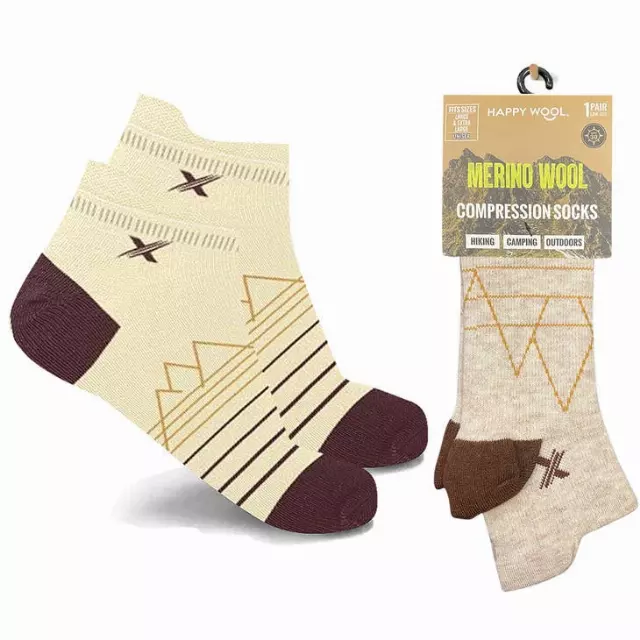 MERINO WOOL WARM ANKLE SOCKS — Sand / S/M (W 5-10, M 6-9)