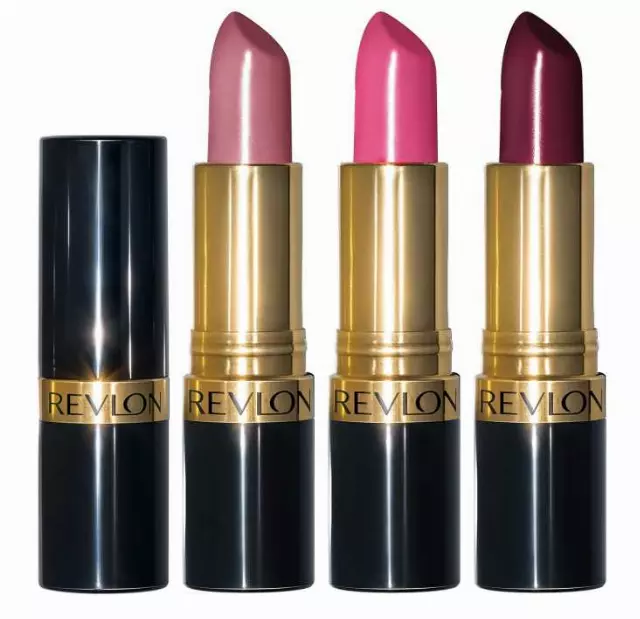 Revlon Super Lustrous 3-Piece Lipstick Gift Set, High Impact, Moisturizing, Cream Finish, 764 On The Mauve, 778 Pink Promise, 477 Black Cherry, 0.45 Oz