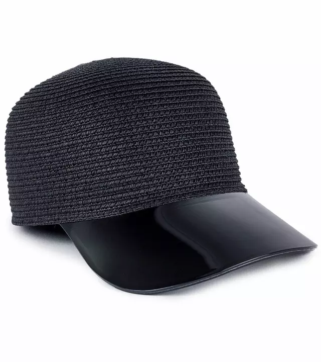 Magid Straw & Acrylic Brim Baseball Cap — BLACK