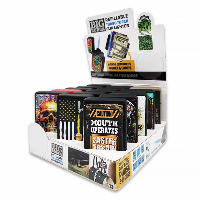 Big Bubba Dual Torch Lighter with Money Clip - 15 Pieces Per Retail Ready Display 25088