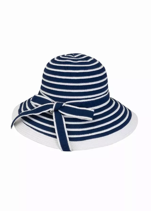 Magid Striped Cotton Foldable Bucket Hat — NAVY/WHITE
