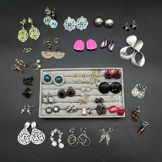 Vintage to Modern Costume Jewelry Lot Clip On Screw Back Earrings 35+ Pairs