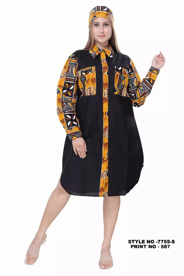 7755S Tunic Dress/Shirt in Mix Match Print (3 PCS PRE-PACK) - $18.00 EACH — One Size (4 - 24) / Print-587