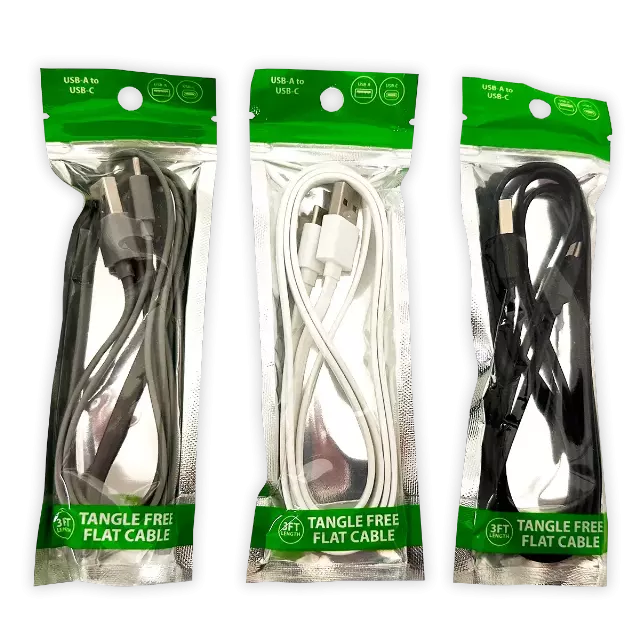Charging Cable Flat USB to USB-C 3FT - 20 Pieces Per Pack 24463