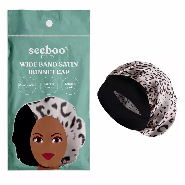 Women's Silky Satin Head Scarf Hair Wrap Cap Hat Headband — Leopard