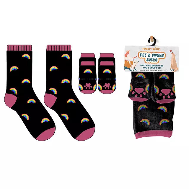 Christmas 2025 Matching Pet & Human Fun Socks - Rainbow