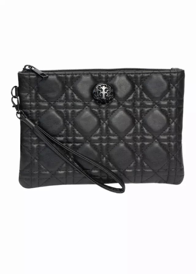 Rebecca & Rifka Smooth Geometric Quilt Medallion Zip Wristlet