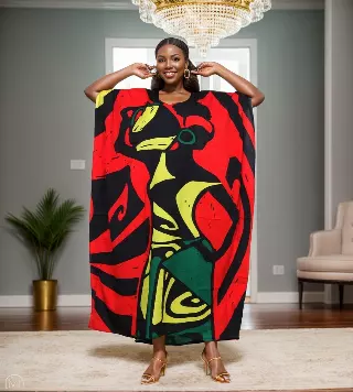 PNA-1303- Women's Colorful Raasta Long Kaftan - One Size (6-PCS PRE-PACK) $7 Each — One Size (4-24) / Print-1303B
