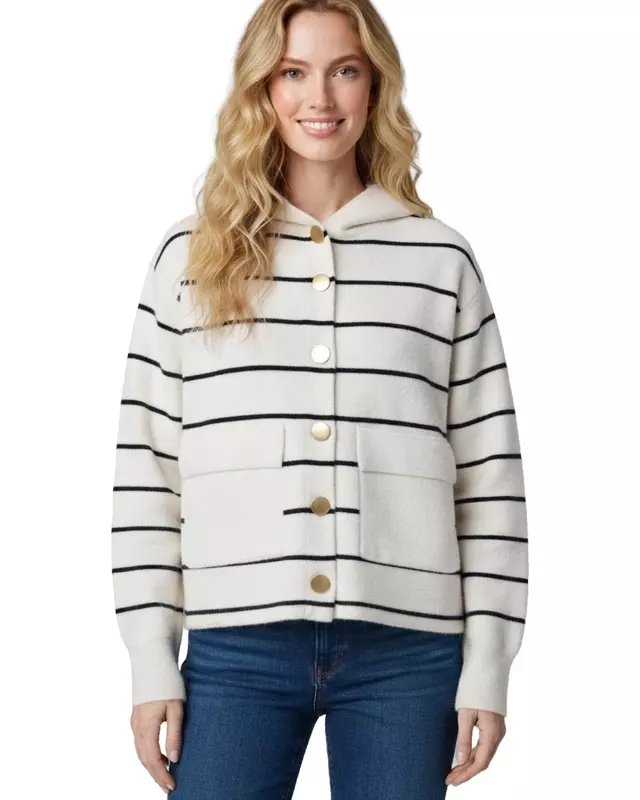 Striped Sweater Jacket #31 — Ivory/Black / S/M - L/XL