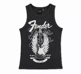 JUNIOR'S FENDER MUSCLE TANK TOP BLACK