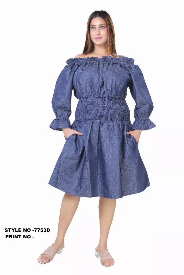 7753D- Smocked Waist Denim Dress - $20.00 Each