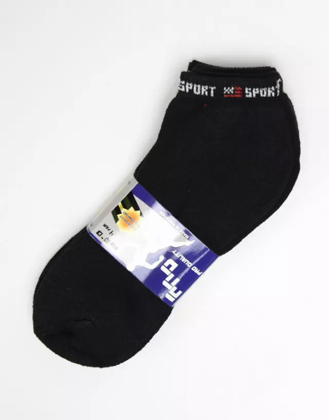Footie Cut Cotton Socks (Dozen) — Black / Sock Size 9-11
