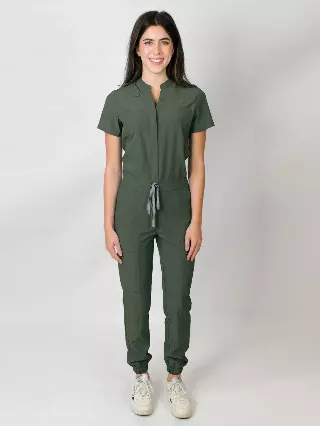 Scrub Jumpsuit — Seaweed / XL