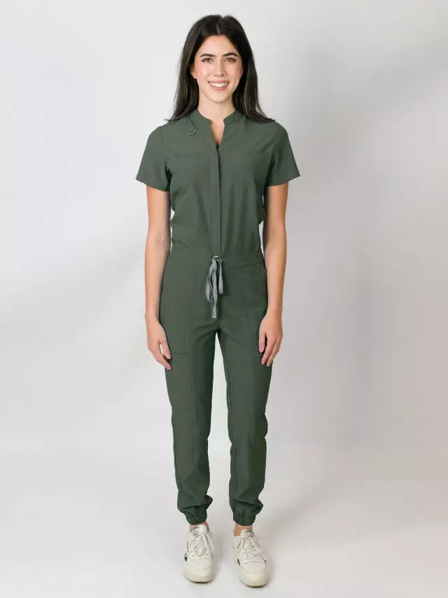 Scrub Jumpsuit — Seaweed / L