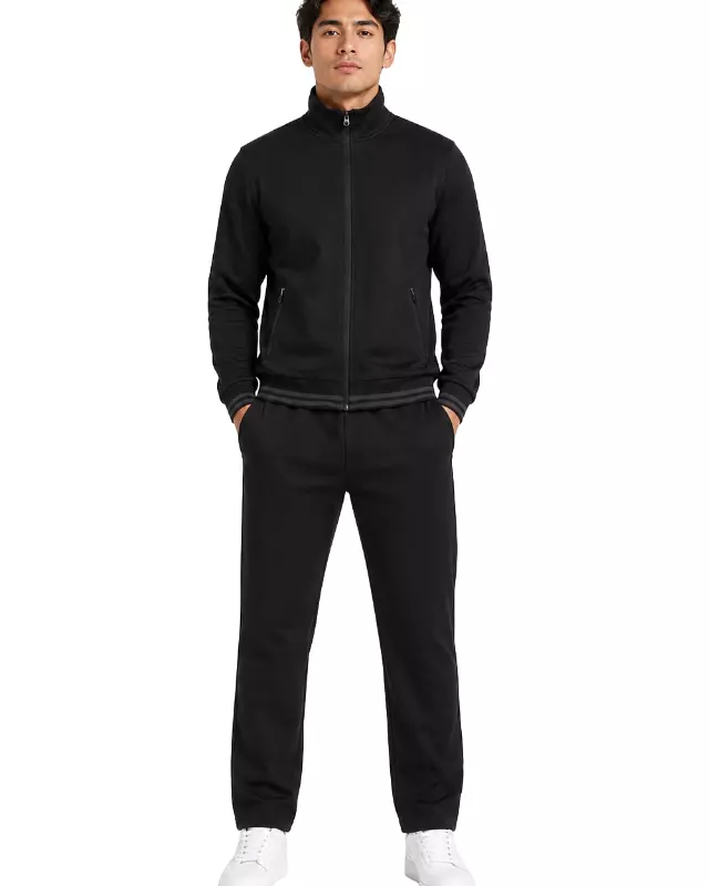 Full-Zip Mock-Neck Track Jacket #T17 — Black / S-M-L-XL-2X