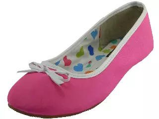 S9700L - Women's "Easy USA" Satin Ballet Flat Shoes — Neon Fuchsia (S9700L-F) / 5-10 Assorted