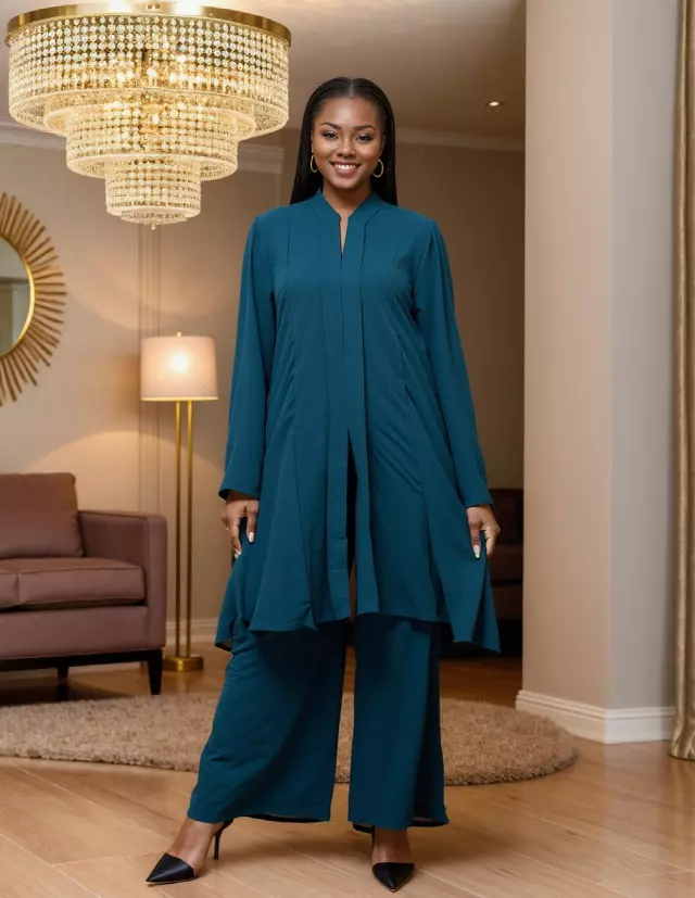 26010 - Women's Shirt & Pant 2-Pcs Set - $20 Each (3-Pcs Pre Pack) — Teal / (M-L-1X) 3-Pcs