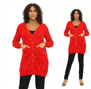 16139 - Button Down Sweater - (6-PCS PRE-PACK) ON SALE!!! ($8.00 Each) — 6-Pcs PRE-PACK / Red