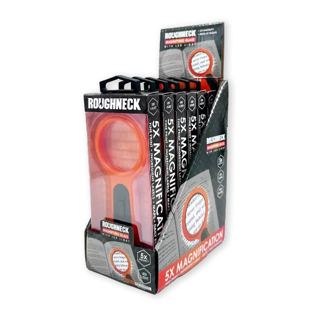 Roughneck Magnifying Glass with LED Light - 6 Pieces Per Retail Ready Display 25273