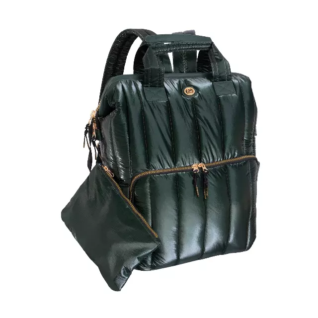 Joan & David Tubular Quilted Metallic Puffer Nylon 18-Inch Workbook Backpack — 243-EMERALD · SKU JDB2893-243-EM