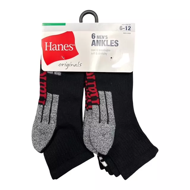 #9-H-1639 Men’s ‘Hanes’ Ankle Socks – $3.90 Per 6 Pair Pack (18 Packs)