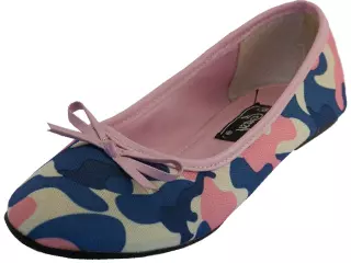 S9800L - Women's "Easy USA" Camouflage Ballet Flat Shoes — Pink (S9800L-P) / 6-11 Assorted