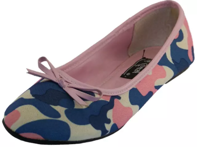 S9800L - Women's "Easy USA" Camouflage Ballet Flat Shoes — Pink (S9800L-P) / 6-11 Assorted