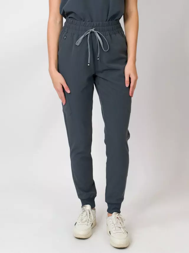 Madison | High-Waisted Jogger Scrub Pants — Dark Storm / S
