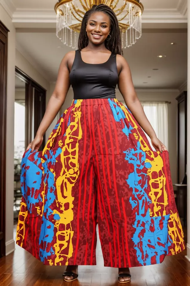 240 - NEW PRINT ALERT!! Ankara Palazzo Pants With Big Side Pockets (3 PCS PRE-PACK) - $20.00 Each — One Size (4 - 24) / Print-537