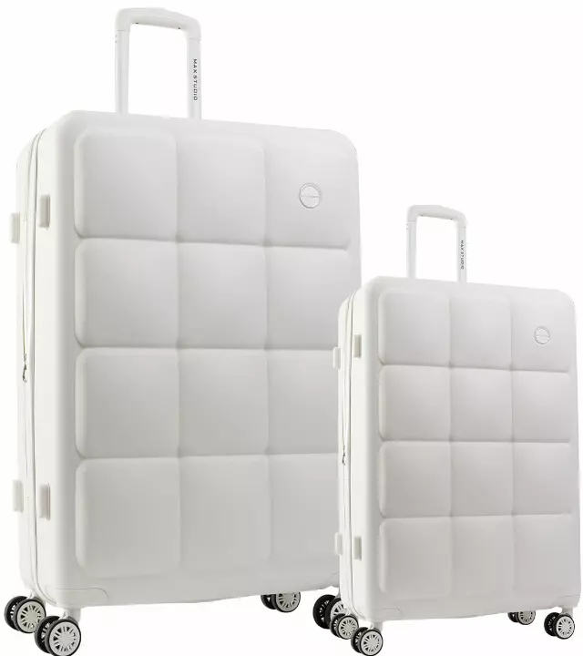 Max Studio The Square Embossed ABS 2-Piece Hard-Sided Luggage Set — 435-OPTIC WHITE
