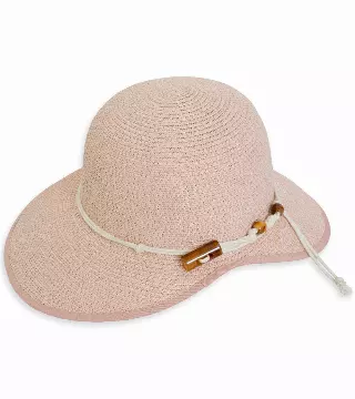 Magid Straw & Rope Acrylic Accent Garden Hat — BLUSH