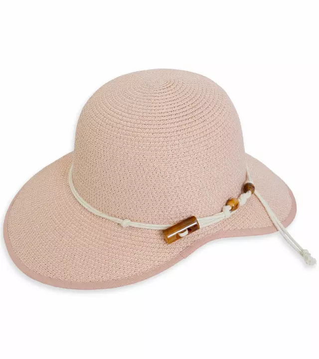 Magid Straw & Rope Acrylic Accent Garden Hat — BLUSH
