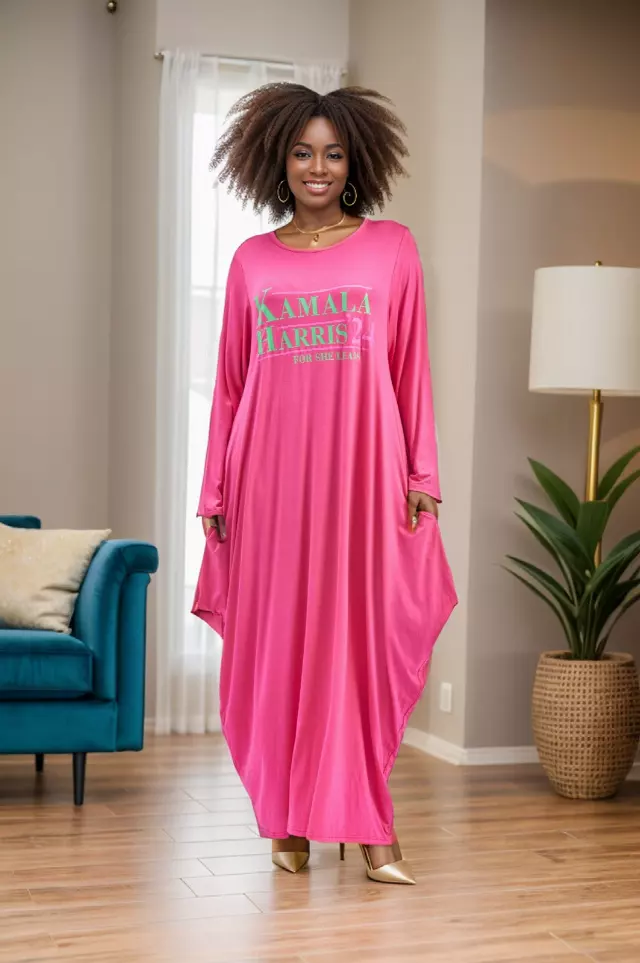 ON SALE!! 24035 - "Kamala Harris" Dress- For She Leads (2 Colors) - One Size ($5 Each) — 3-Pcs PRE-PACK / Fuchsia