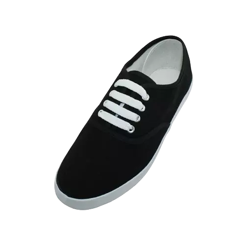 S324L - Women's "Easy USA" Comfortable Casual Canvas Lace Up Shoes — Black (S324L-Bk) / 6-11 Assorted