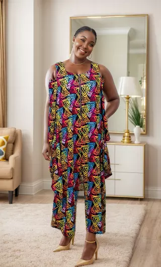 24003 Off-Shoulder Multi-Print Zipper Dazzling Jumpsuit - One Size (3-PCS PRE-PACK) ($20.00 Each)