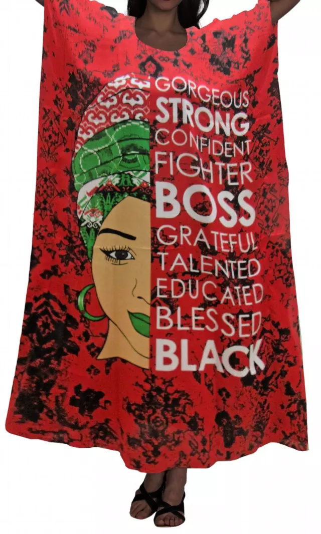 PNA-1404 Women's Verbiage Long Kaftan Dress - One Size (12-PCS PRE-PACK) - $7 Each