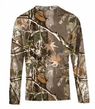Men Performance Long Sleeve Crew with UPF Sun Protection - Nature Leaf Graphic-7625009 — 7625009 / 2XL / 755695178991