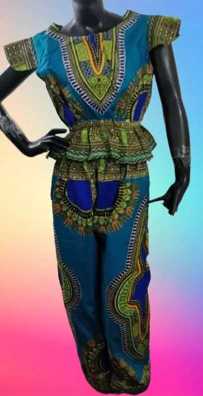 432D -ON SALE!!! Dashiki 2 pc Pant Set - $12.5 Each (3 pcs per pack) — Free Size / Turquoise