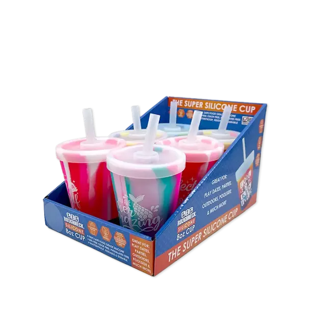 Silicone 8oz Kids Toddler Kiddo Super Cups - 6 Pieces Per Retail Ready Display 25604
